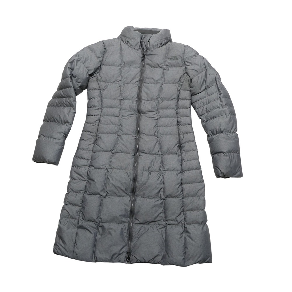 The North Face Coat Womens Small Gray Long 550 Down Puffer Full Zip Winter